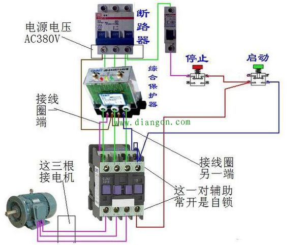 正泰電動機保護器接線圖如下